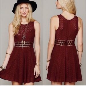 Free People Daisy Lace Embroid. Cutout Mini Dress Fit & Flare